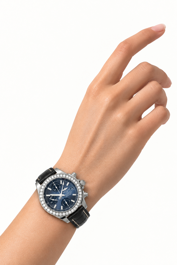 BREITLING Chronomat 38 Cuir de crocodile Argent