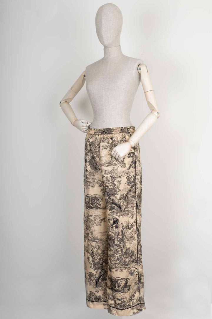 CHRISTIAN DIOR Chez Moi Pants Toile de Jouy Motif Silk Beige