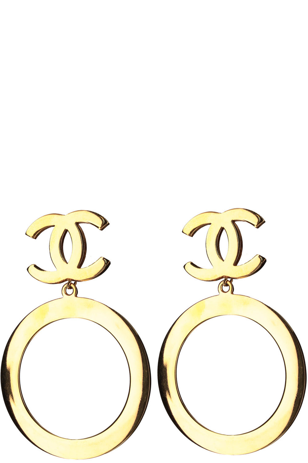 CHANEL Interlocking CC Hoop Earrings Gold Plated