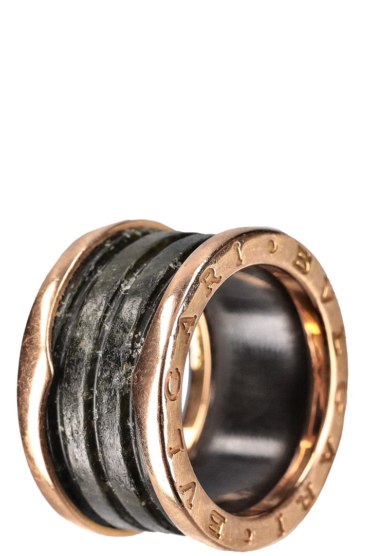 BULGARI B.Zero1 Three Band Ring Rose Gold & Green Marble