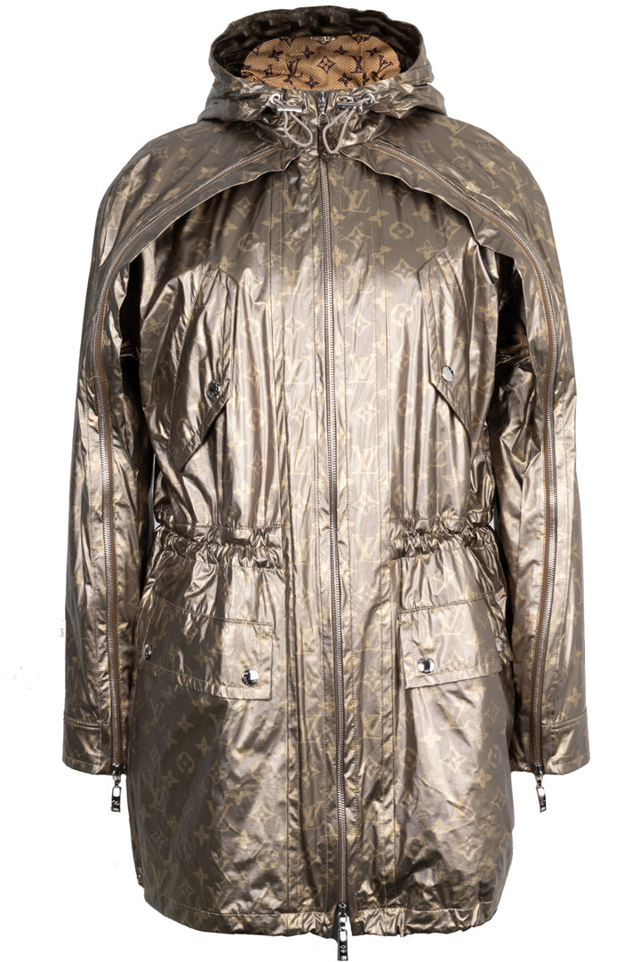 LOUIS VUITTON Metallic Windbreaker Coat MNG Gold