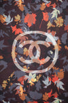 CHANEL Scarf Autumn Leaves Cashmere 140 Brown