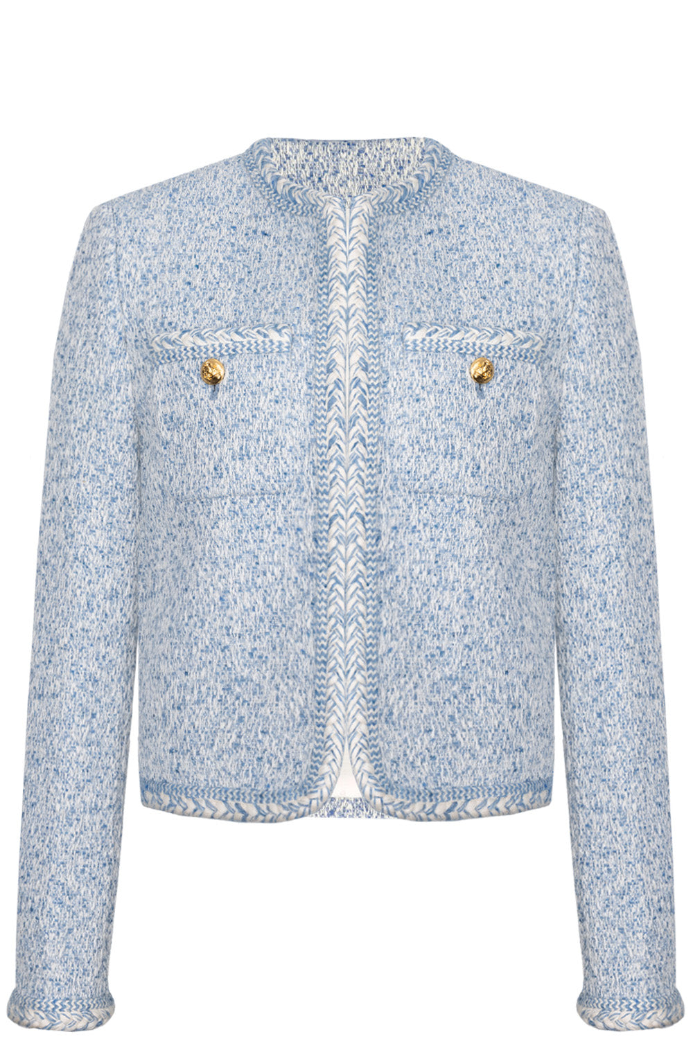 CELINE Tweed Jacket Blue White