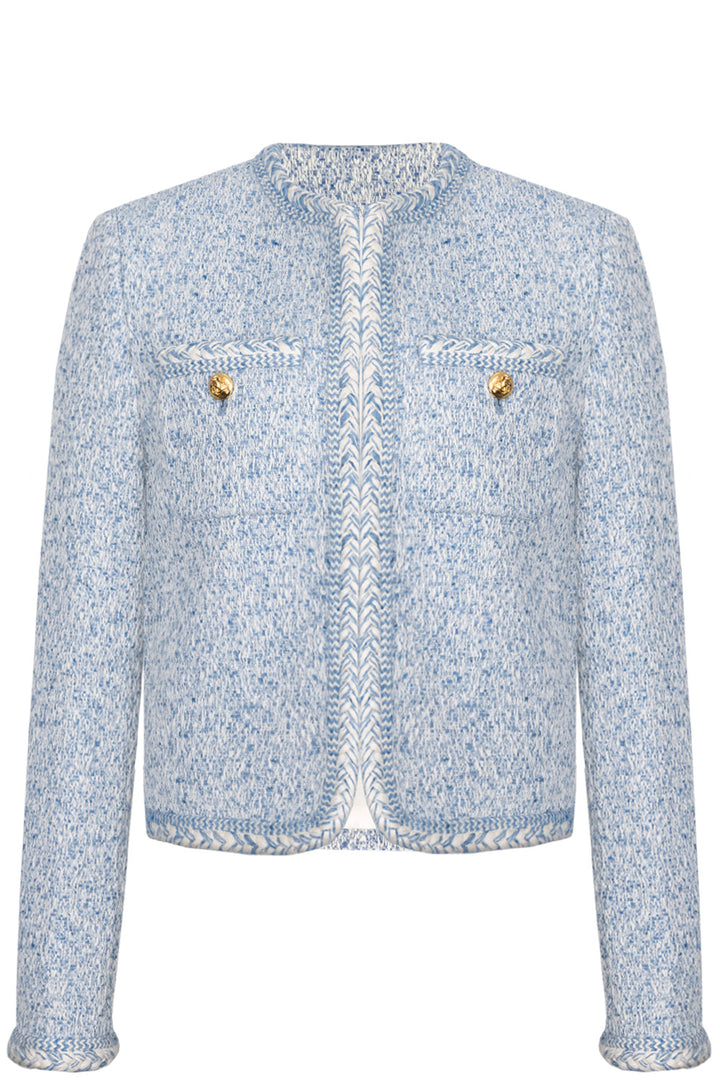 CELINE Tweed Jacket Blue White
