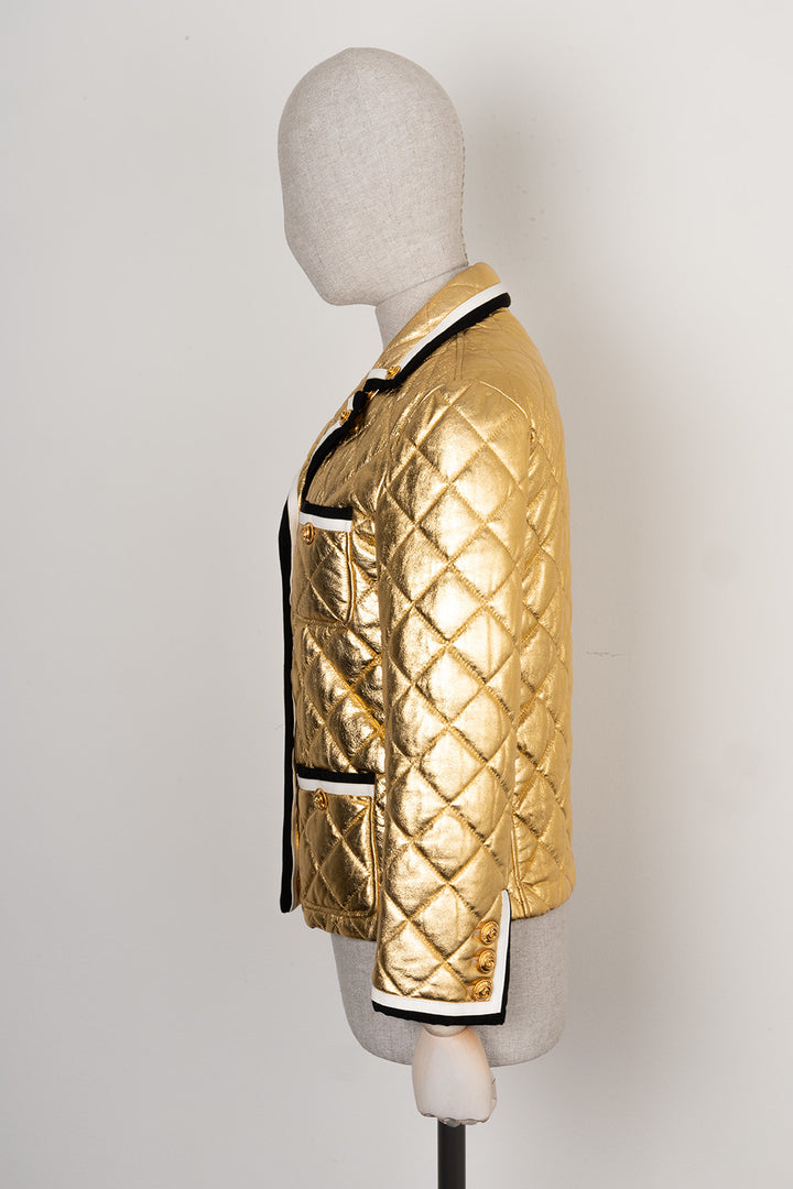 GUCCI Patch Pocket Leather Jacket Gold