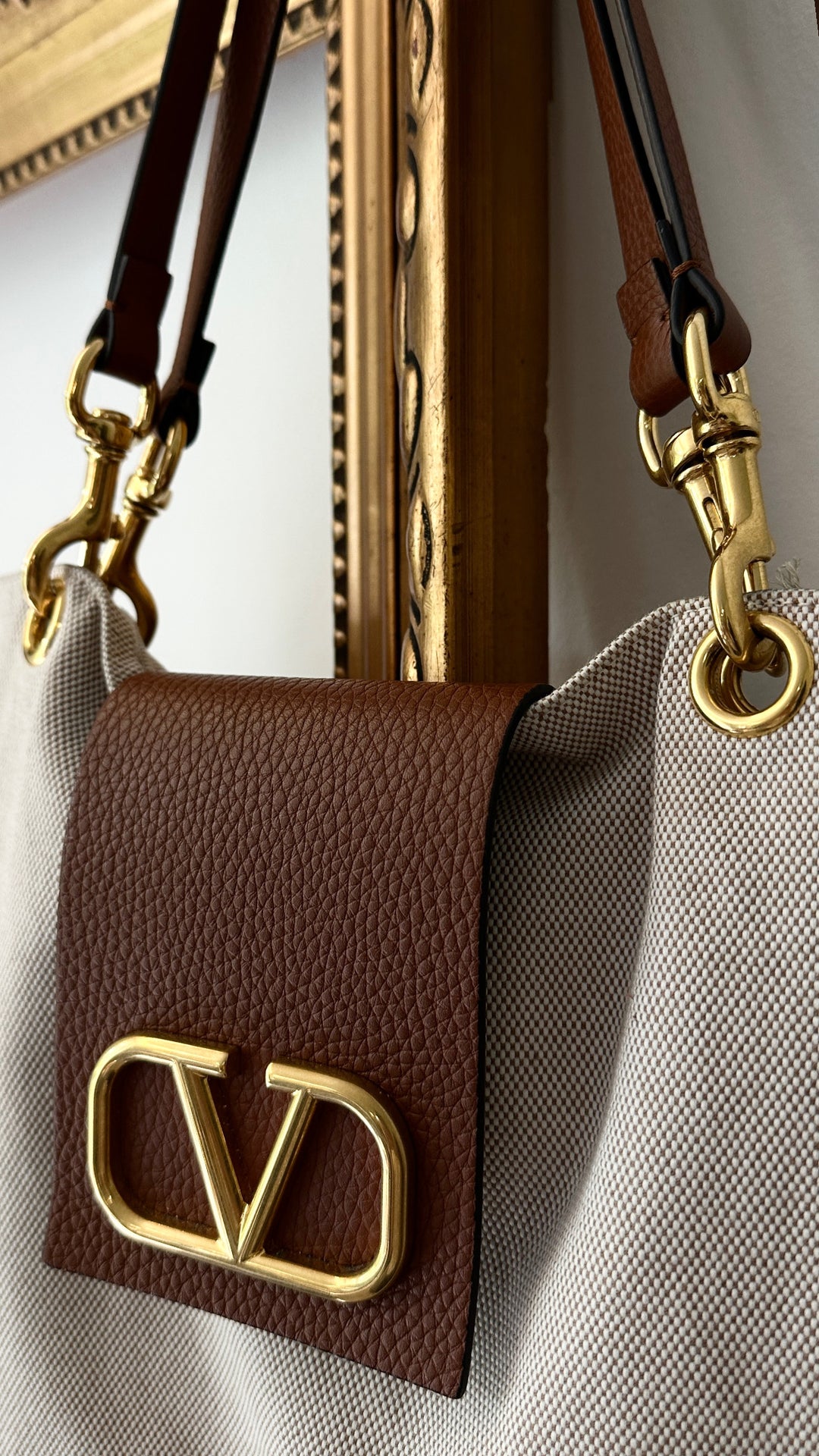 VALENTINO City Safari Tote Bag Canvas and Leather