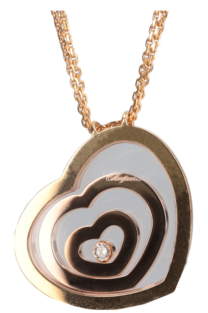 CHOPARD Happy Spirit Diamond Heart Necklace 18 Karat Rose Gold
