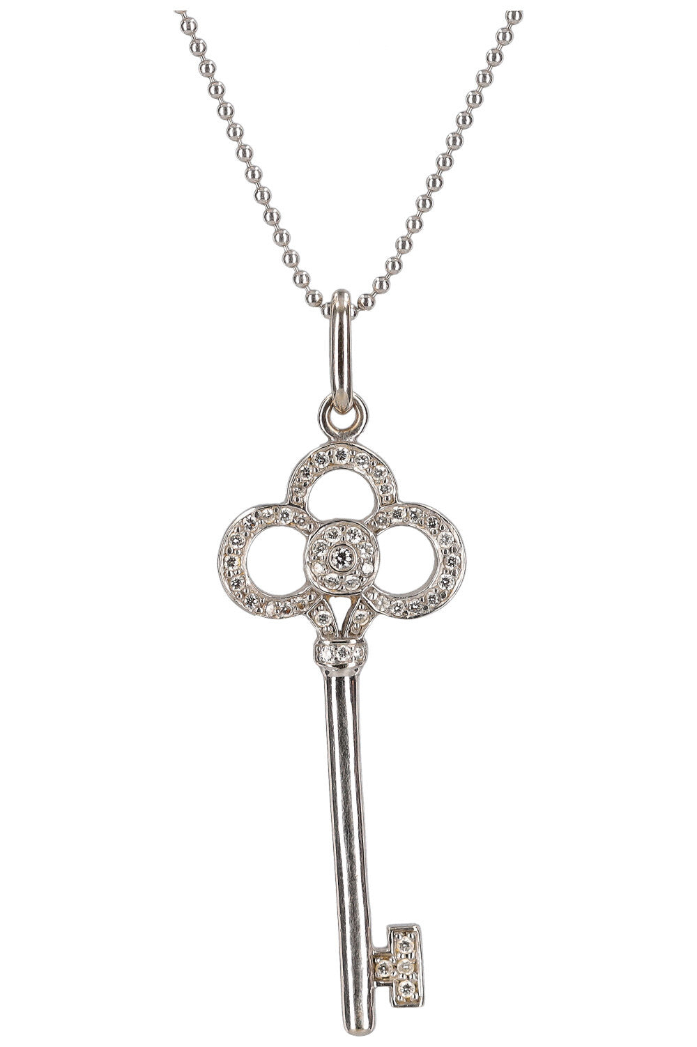 TIFFANY&Co. Key Necklace 0.11 Carat Diamonds White Gold