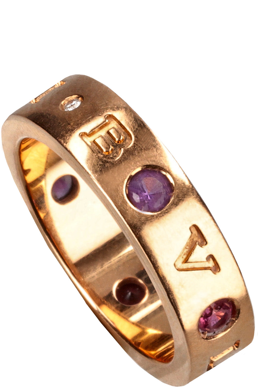 BVLGARI Roman Sorbets Ring with Amethyst, Tourmaline & Diamond Rose Gold