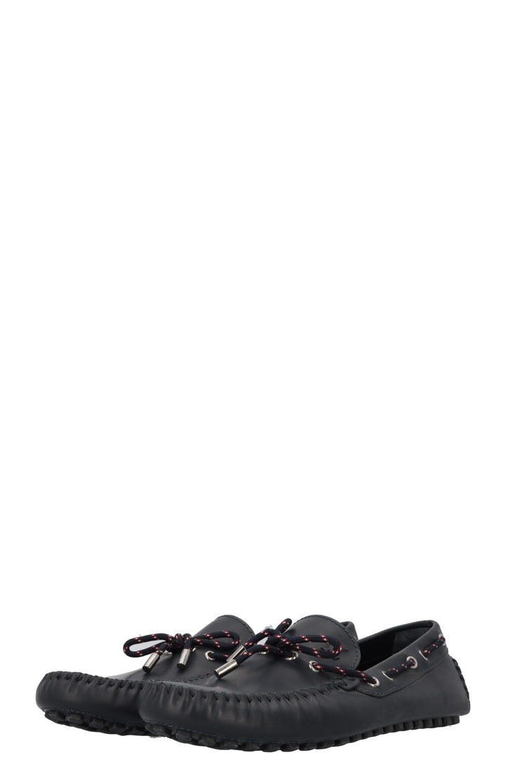LOUIS VUITTON LV Cord Moccasins Navy Red