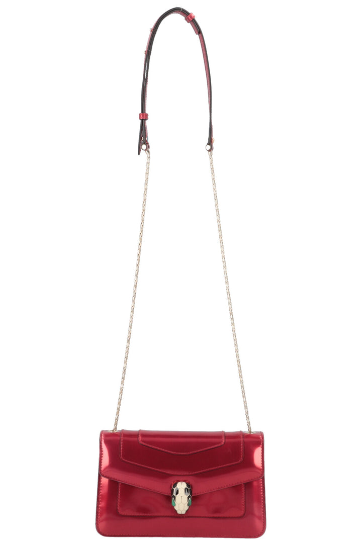 BVLGARI Serpenti Forever Crossbody Bag Patent Red