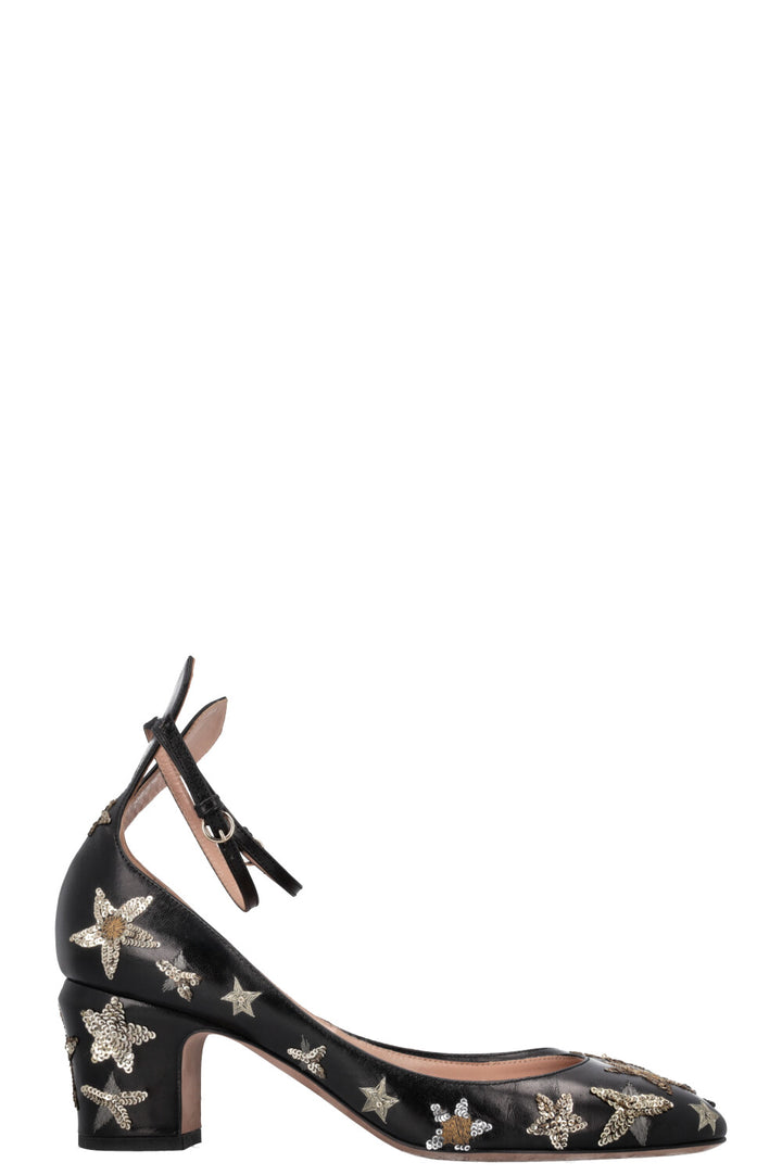 VALENTINO Star Embroidered Heels Black