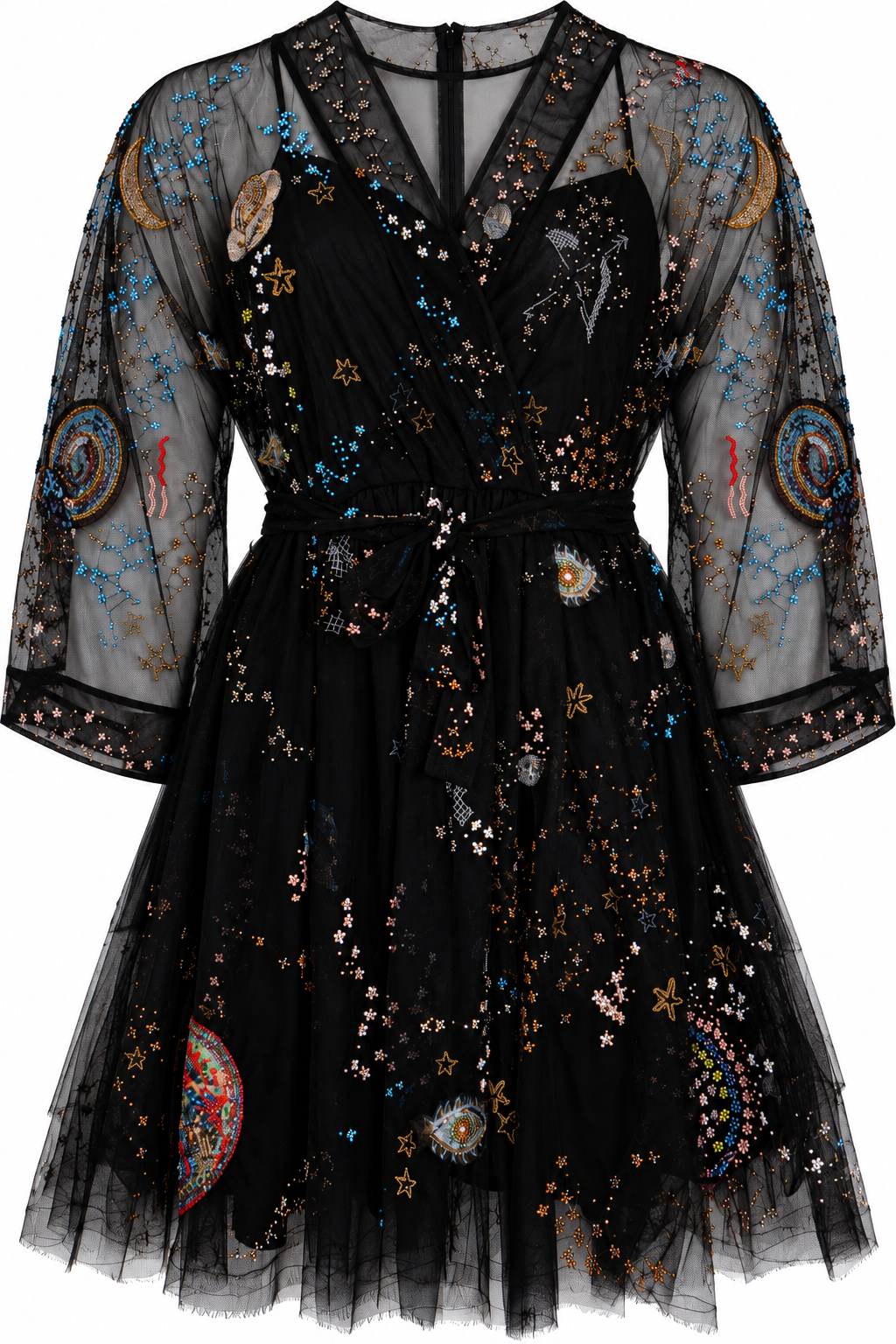 Robe VALENTINO en coton noir à perles