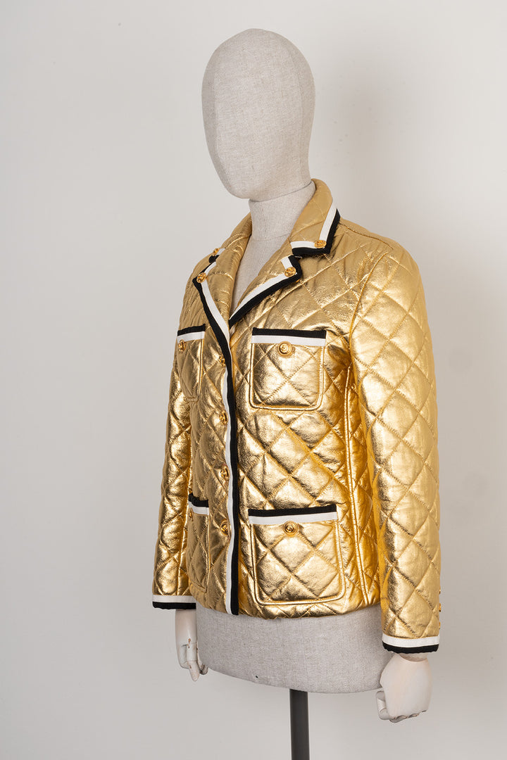 GUCCI Patch Pocket Leather Jacket Gold
