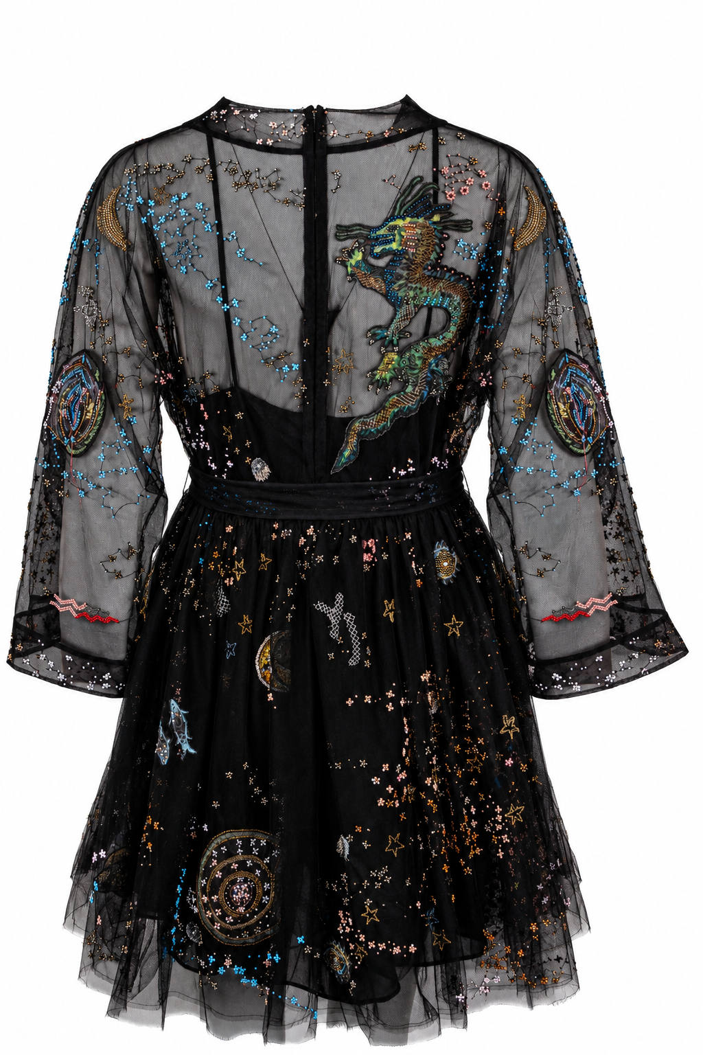 Robe VALENTINO en coton noir à perles