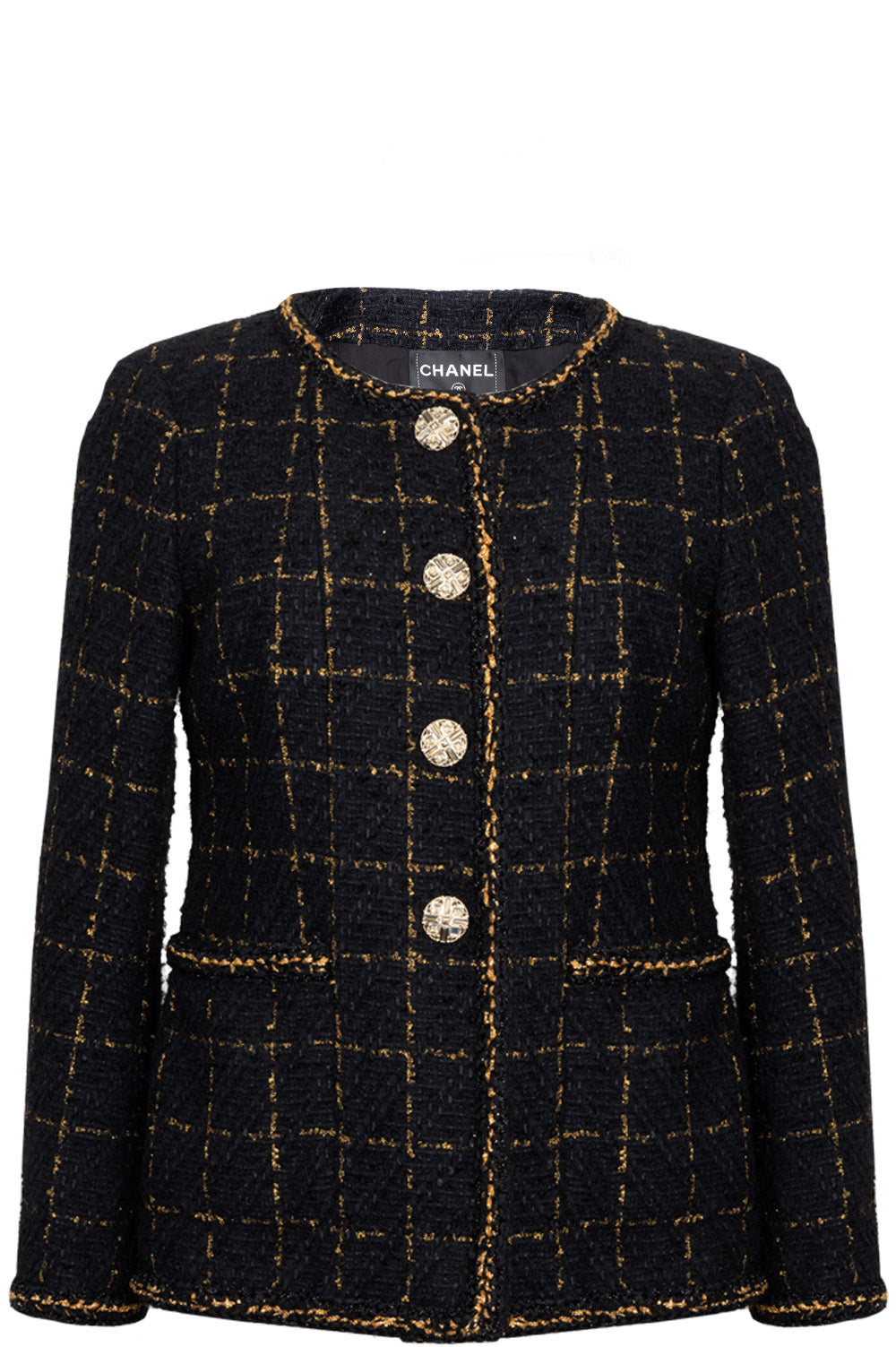 CHANEL Classic Tweed Jacket Black Gold