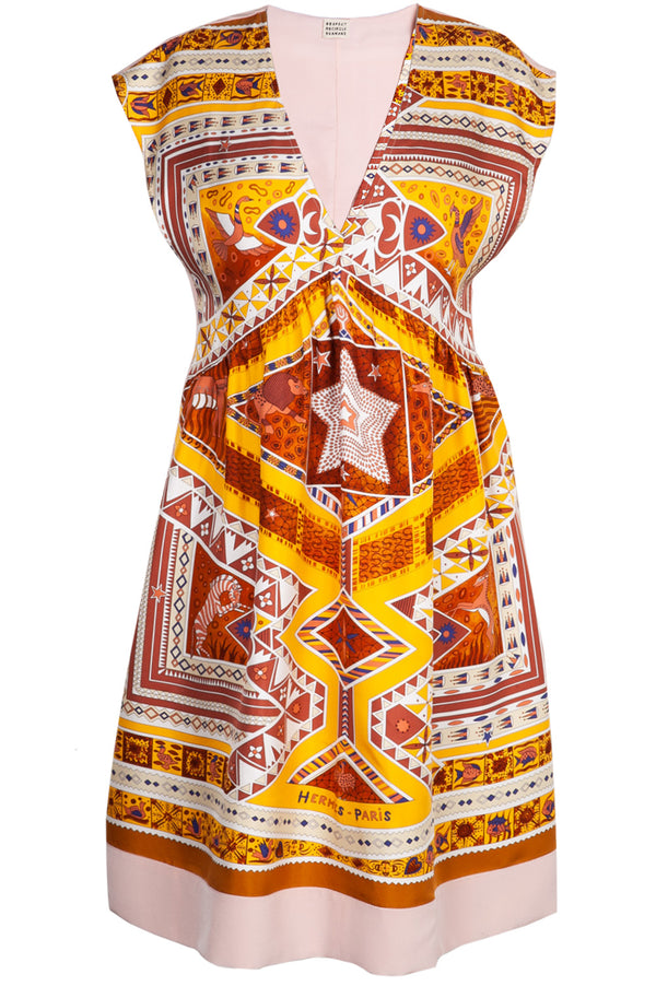 REAWAKE ATELIER Hermès Robe Soie Lions et Cygnes