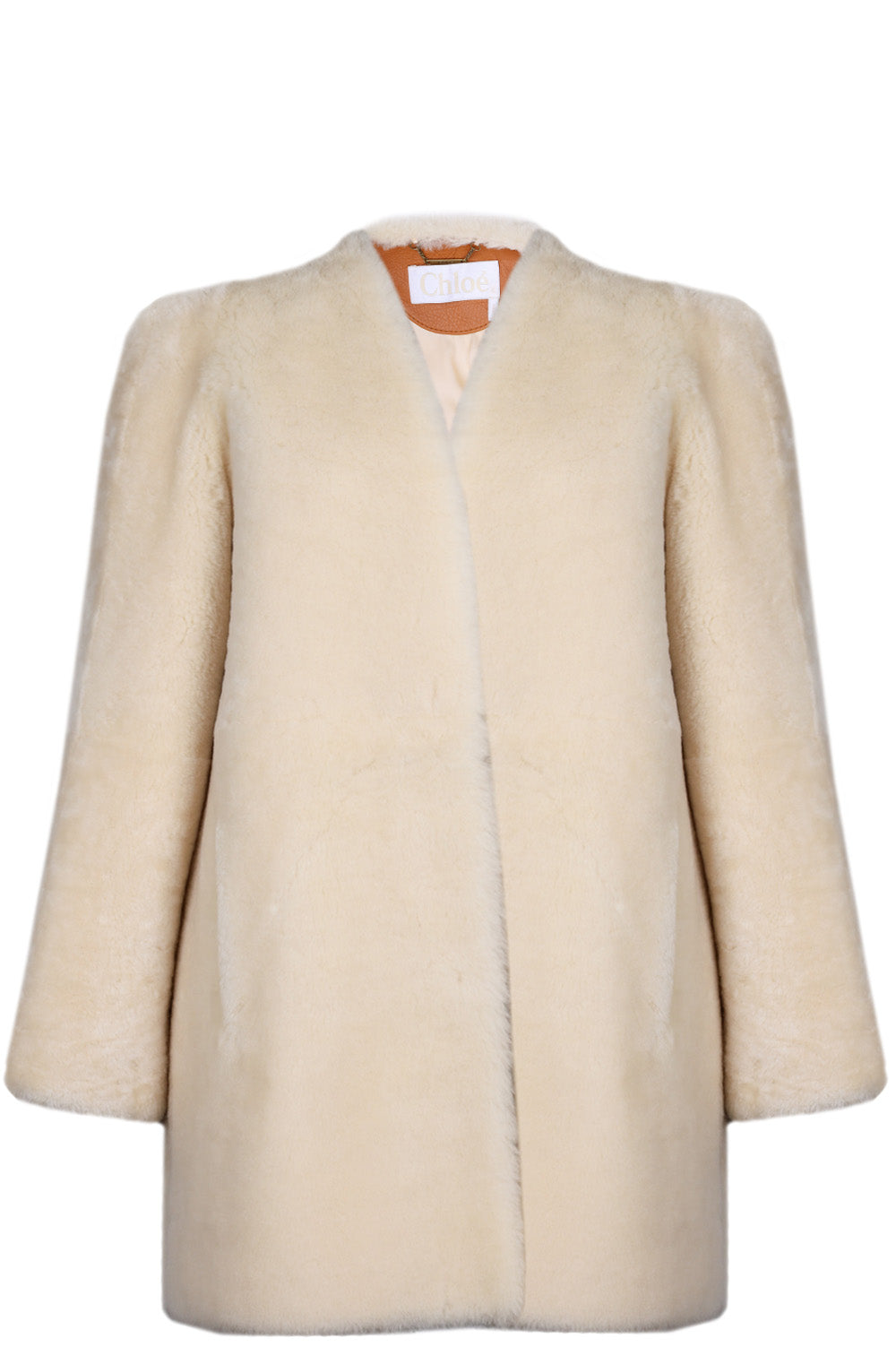 CHLOÉ Fur Short Coat Light Ochre