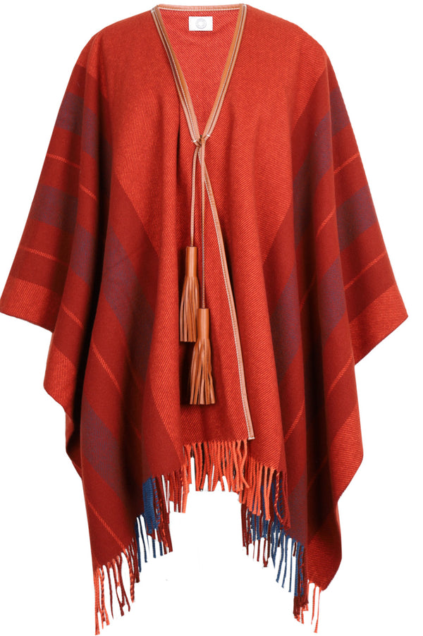 HERMÈS Sellier Rocabar Poncho Rouge