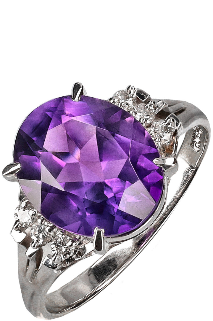 VINTAGE JEWELRY Amethyst Ring Diamonds Platinum