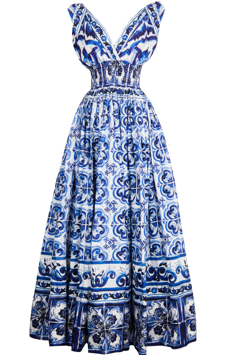 DOLCE&GABBANA Majolica Dress Blue