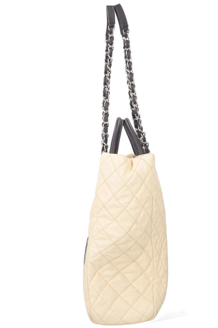 CHANEL GST Shopping Tote Caviar Leather Gray Beige