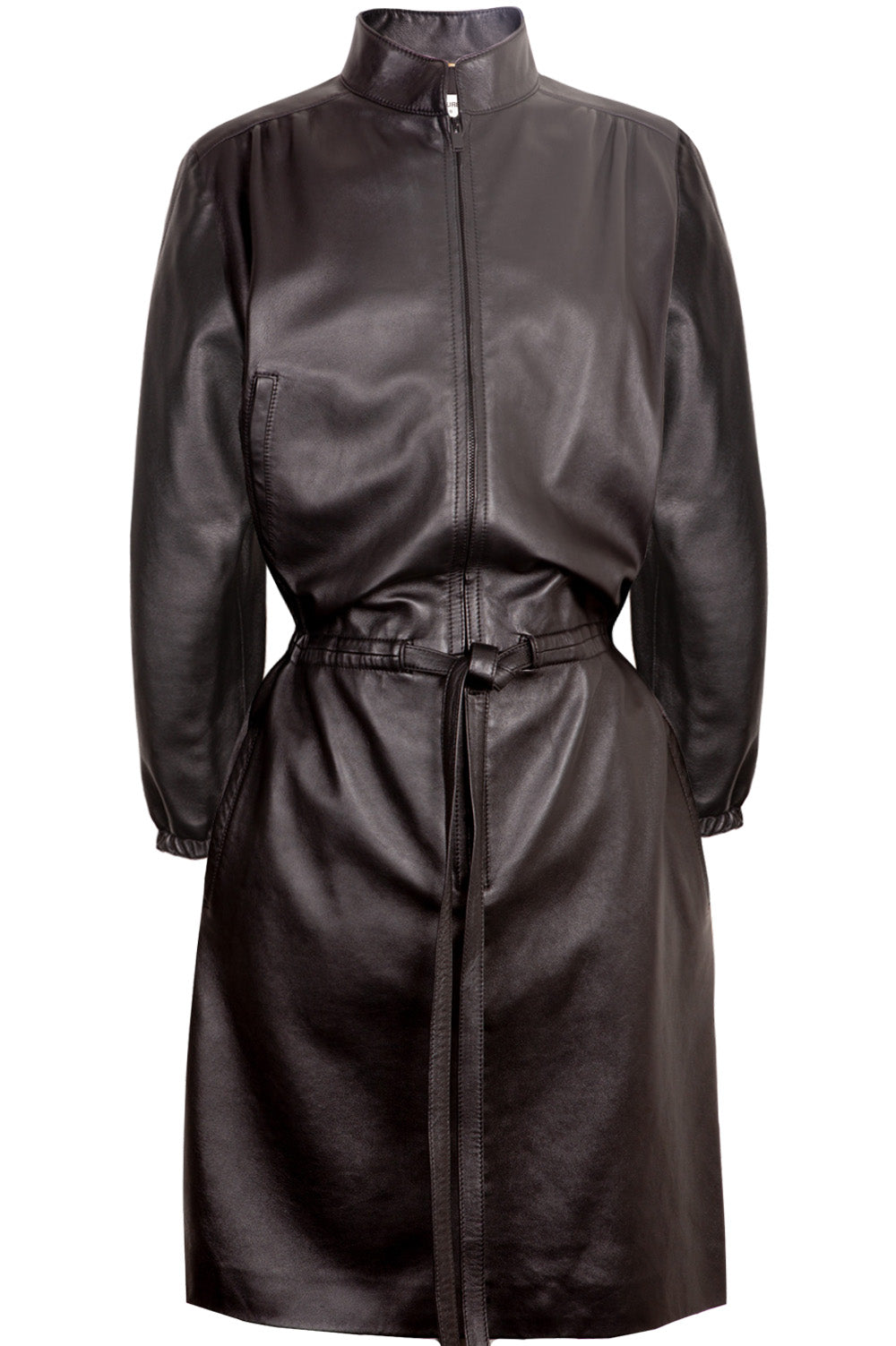 SAINT LAURENT Leather Dress Black