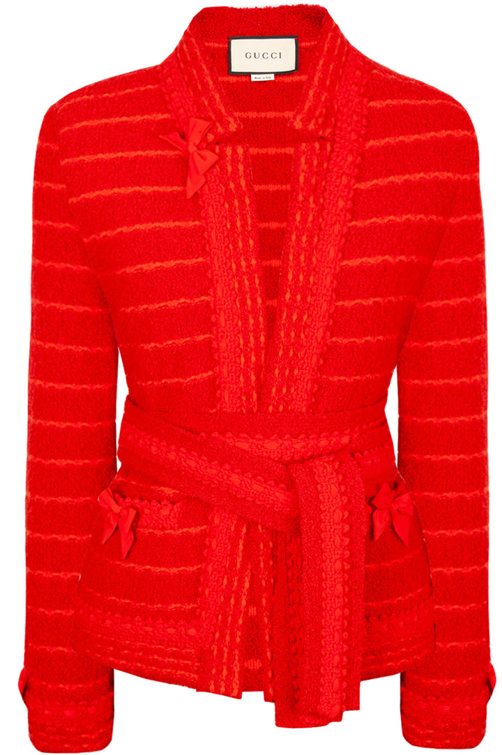 GUCCI Knit Jacket Red with Belt