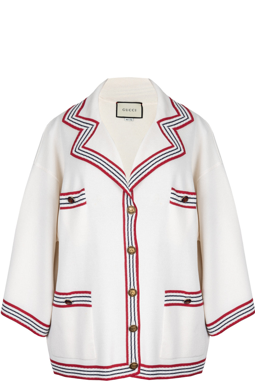 GUCCI Knit Jacket Ivory Red