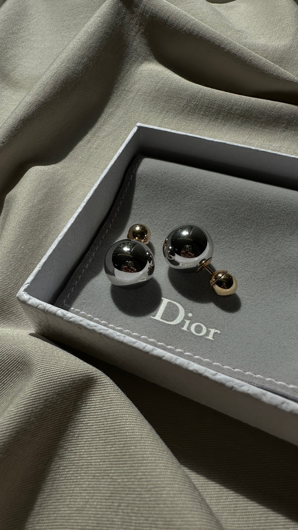 CHRISTIAN DIOR Tribal Earrings Gold Silver