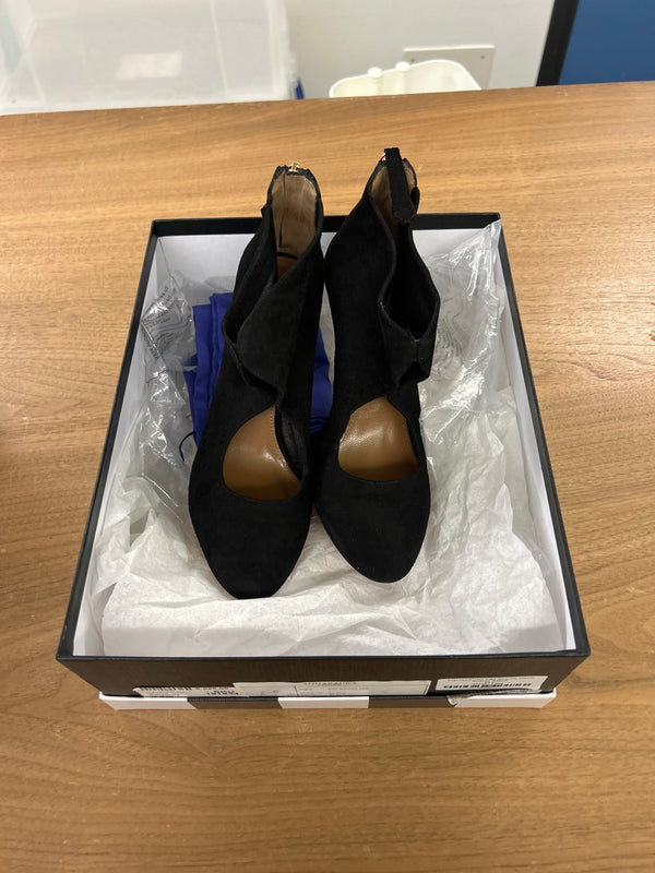 AQUAZZURA Ella Bootie Heels Suede Black