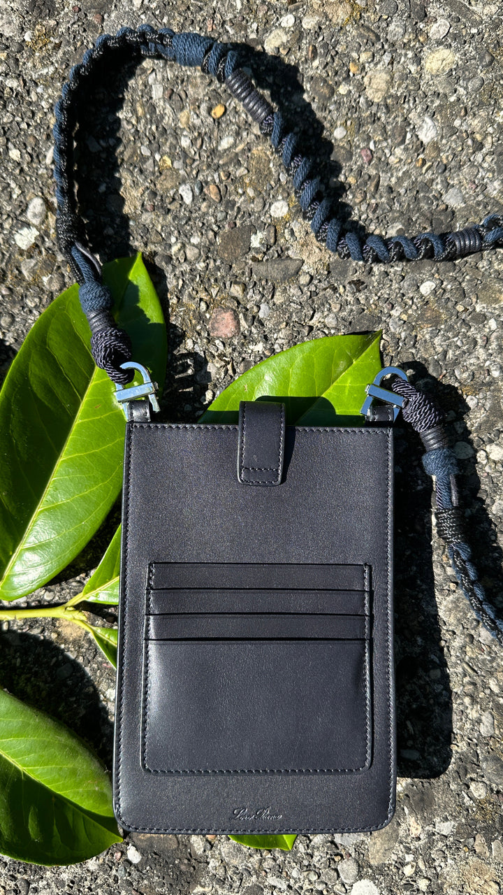 LORO PIANA Phone Crossbody Bag Leather Navy