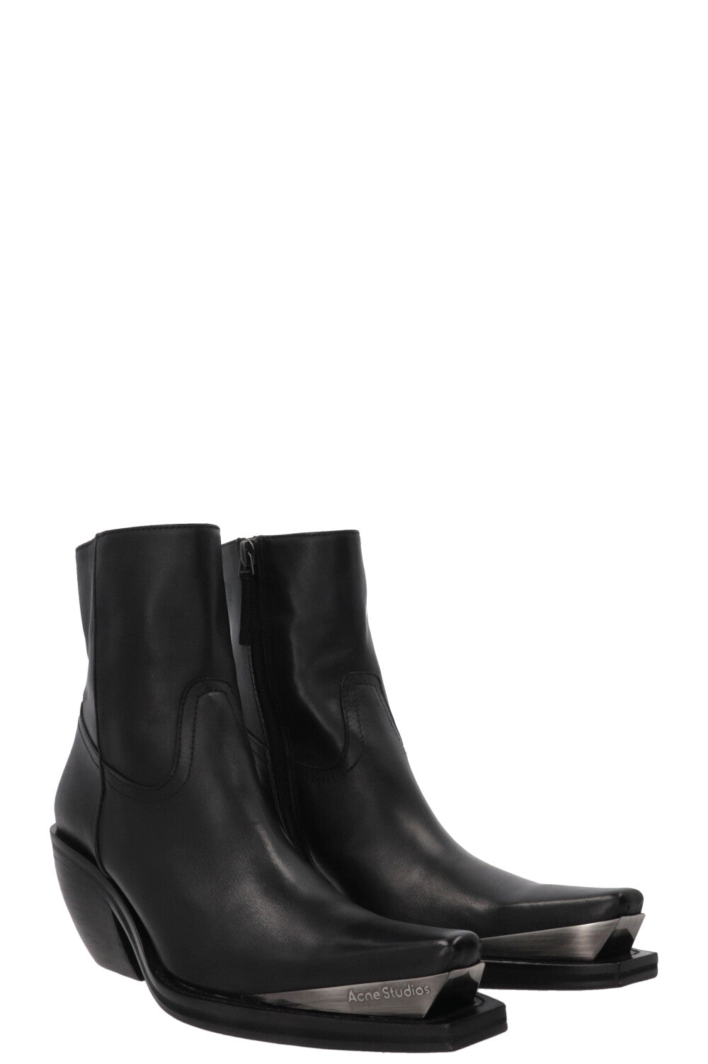 ACNE STUDIOS Cowboy Ankle Boots Leather Black