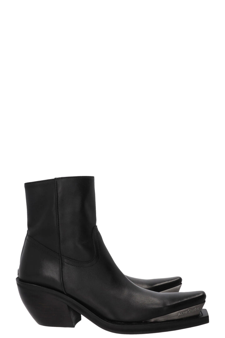 ACNE STUDIOS Cowboy Ankle Boots Leather Black