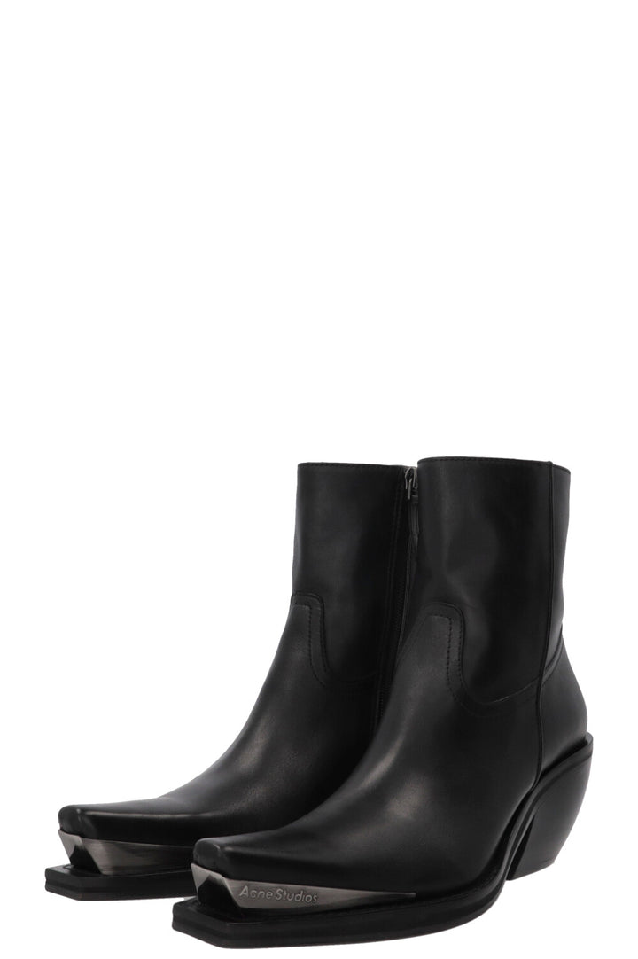 ACNE STUDIOS Cowboy Ankle Boots Leather Black