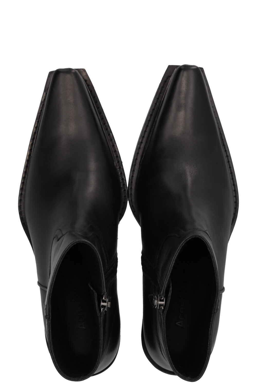 ACNE STUDIOS Cowboy Ankle Boots Leather Black