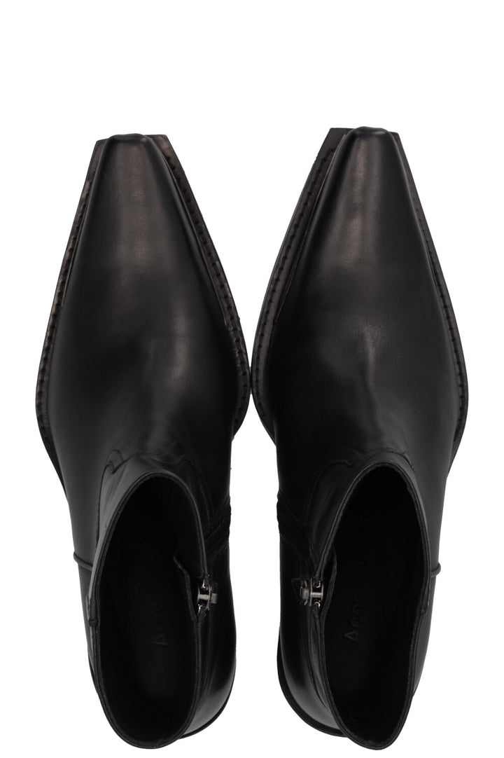 ACNE STUDIOS Cowboy Ankle Boots Leather Black