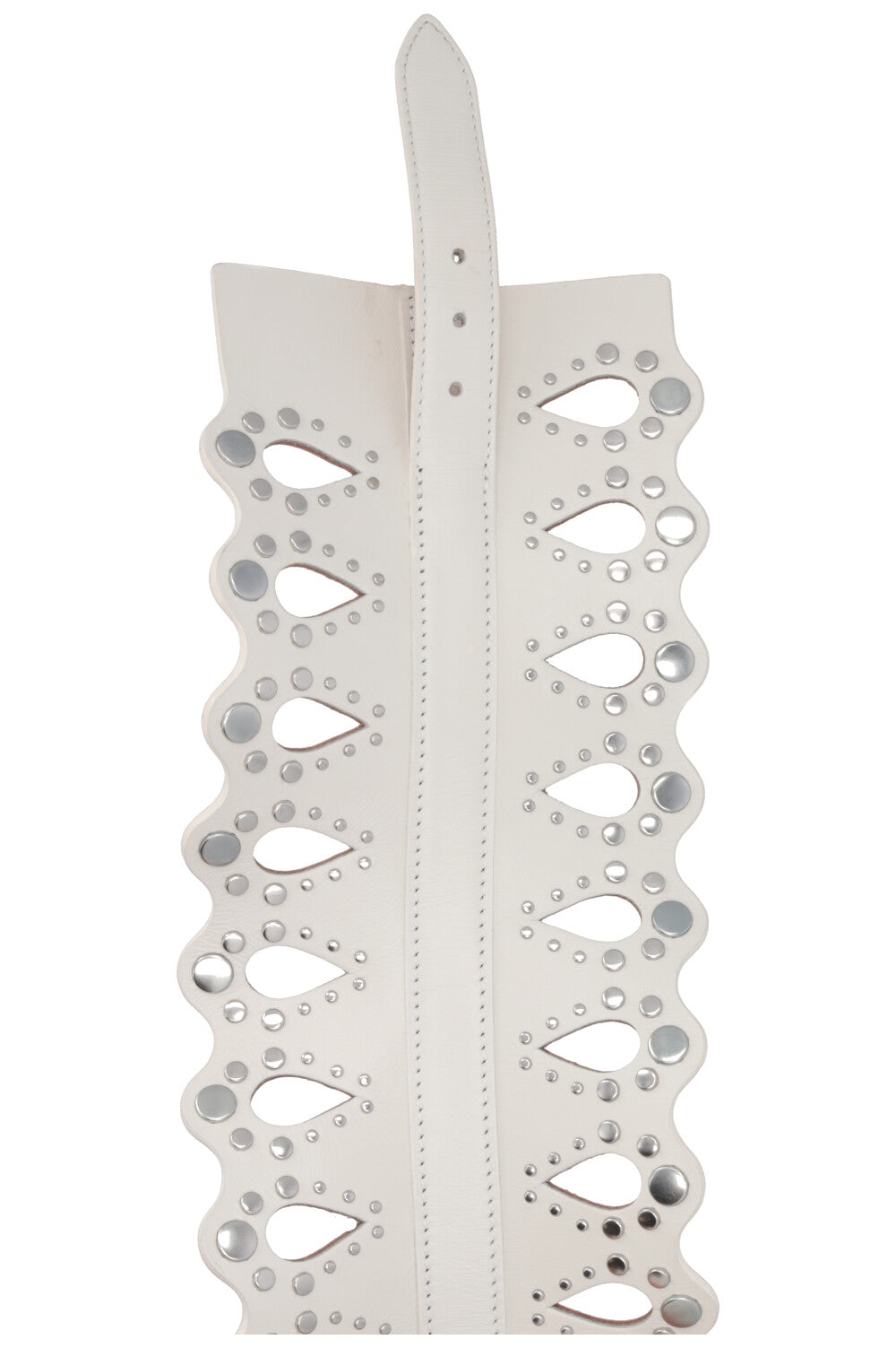 ALAÏA Laser Cut Waist Belt Leather White