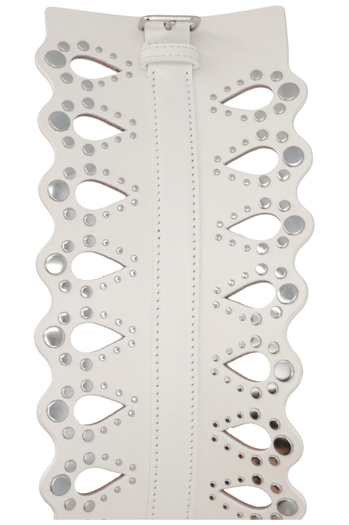 ALAÏA Laser Cut Waist Belt Leather White