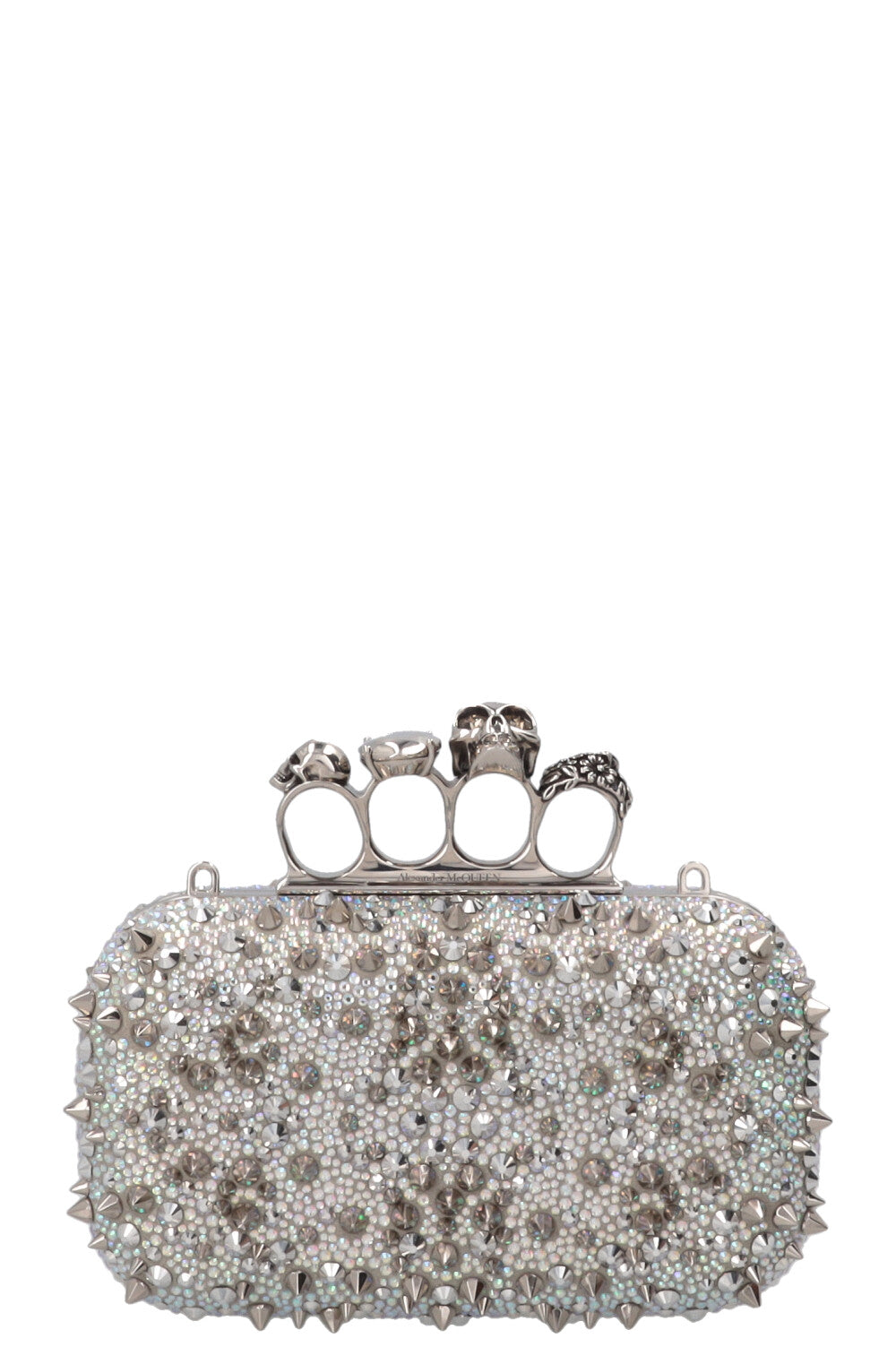 ALEXANDER MCQUEEN Skull Knuckle Spike Clutch Silver