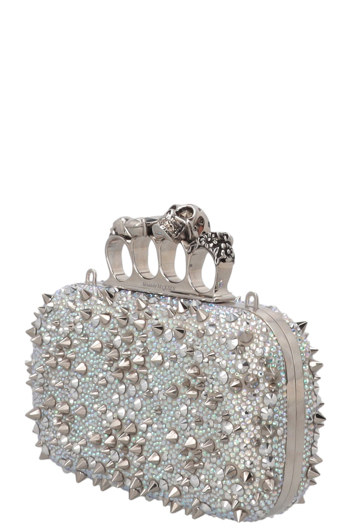 ALEXANDER MCQUEEN Skull Knuckle Spike Clutch Silver