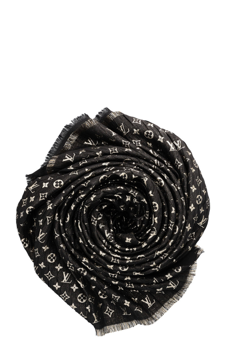 LOUIS VUITTON Stole Scarf MNG Black Lurex