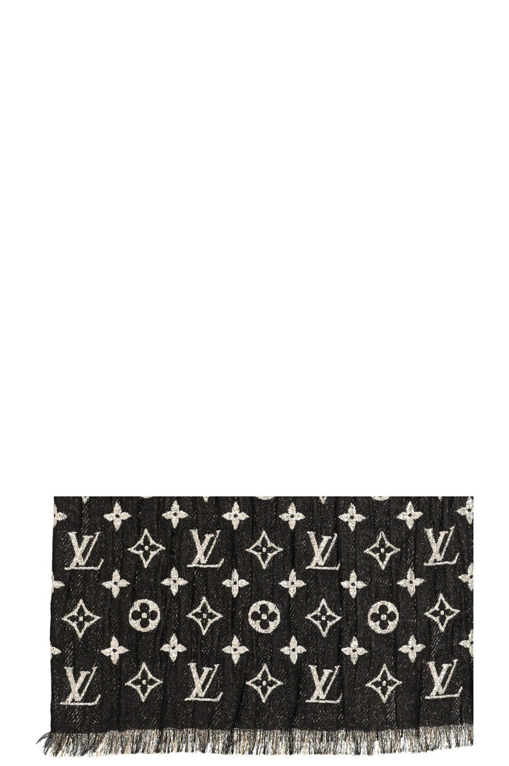LOUIS VUITTON Stole Scarf MNG Black Lurex