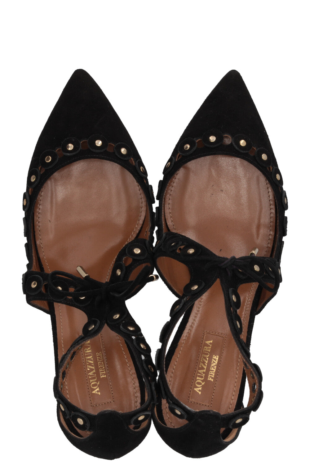 AQUAZZURA Ankle Strap Heels Suede Black