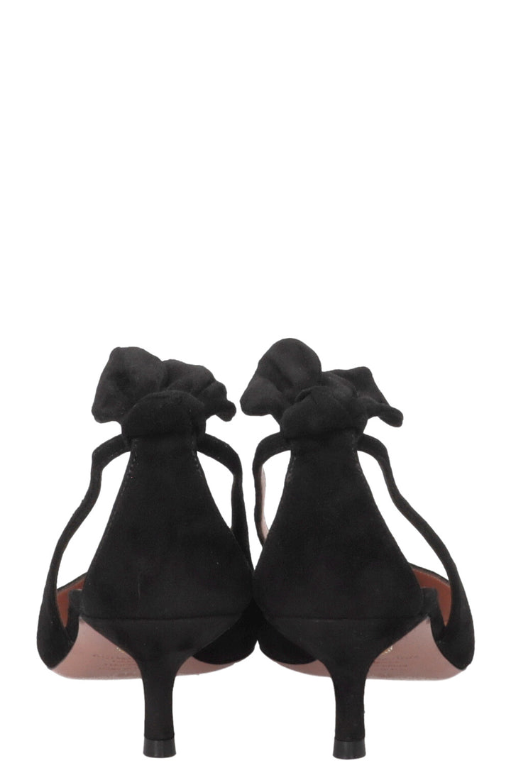 Escarpins à petits talons Bow Tie AQUAZZURA en daim noir