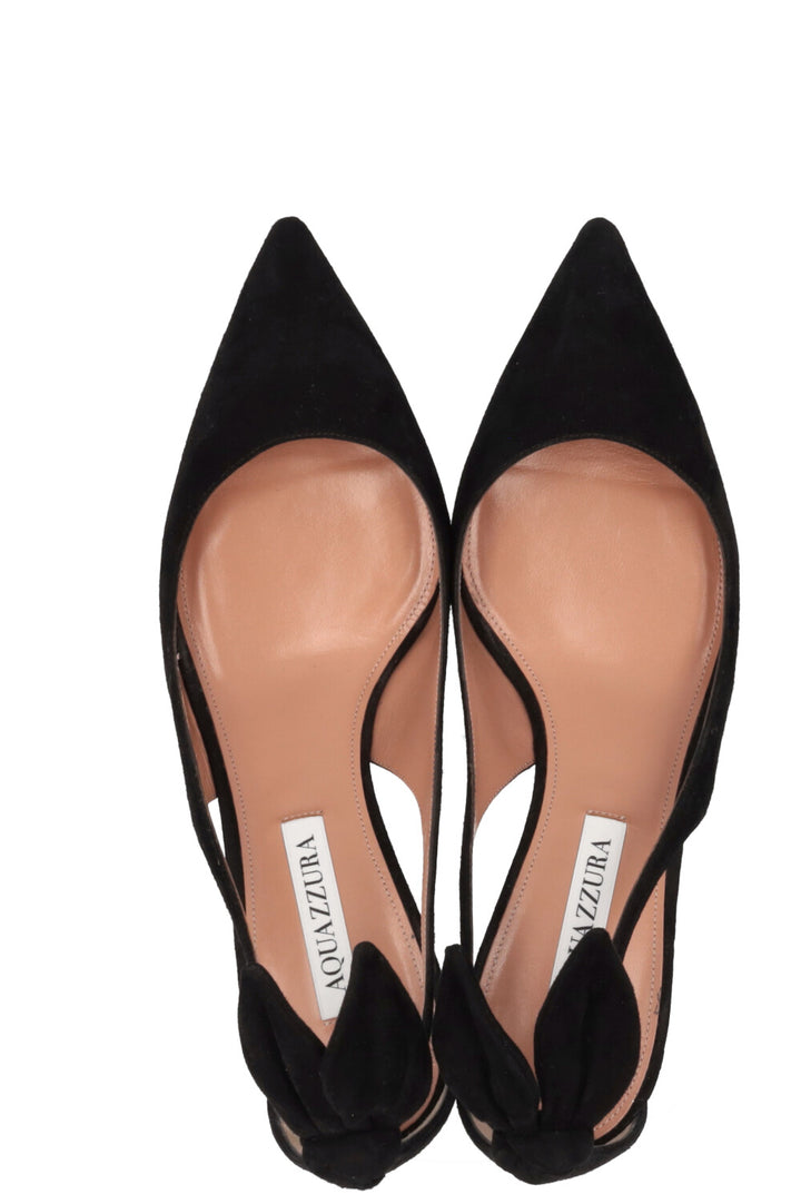 Escarpins à petits talons Bow Tie AQUAZZURA en daim noir