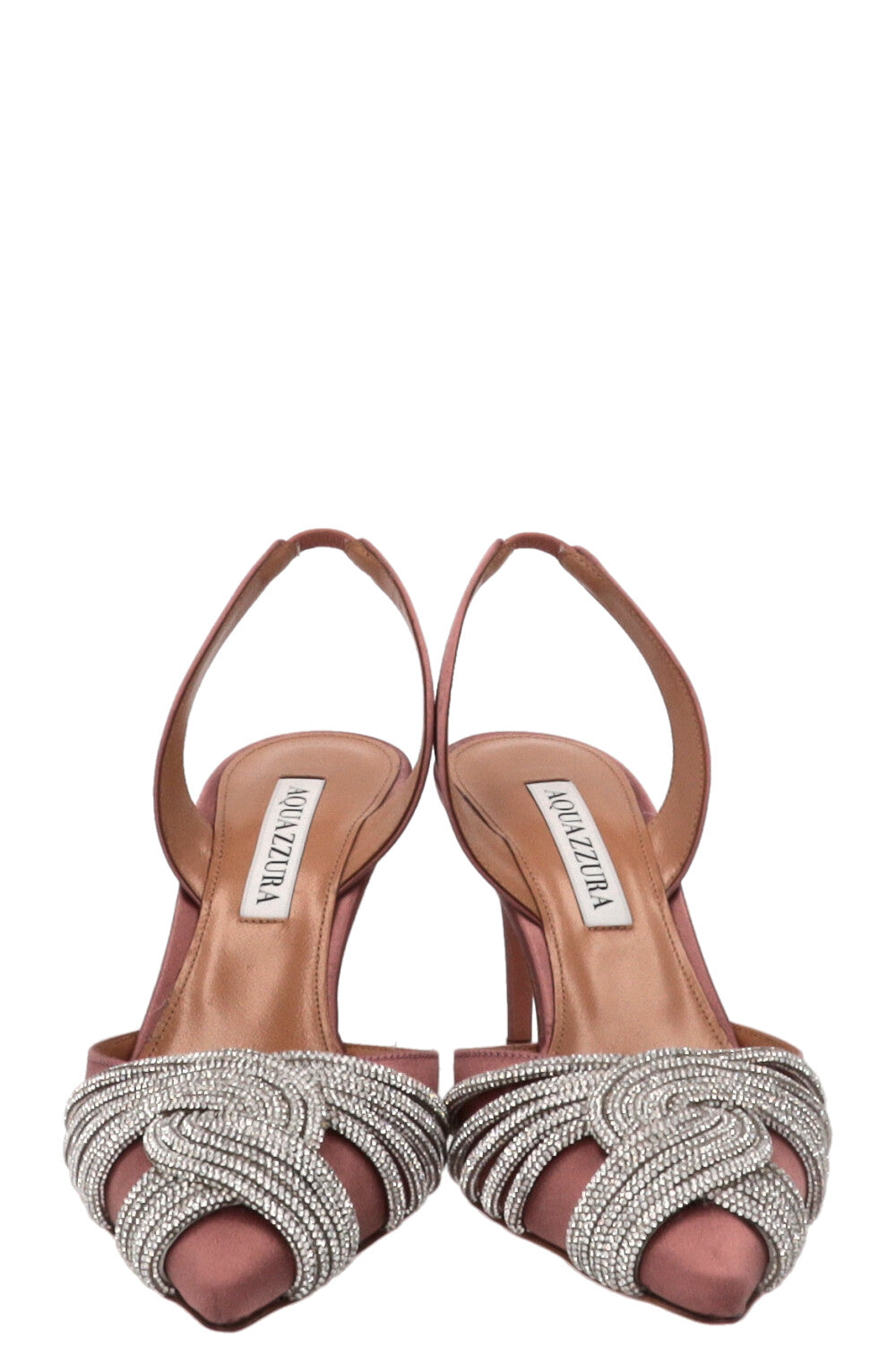 AQUAZZURRA Gatsby Slingback Pumps Satin Crystal Nude