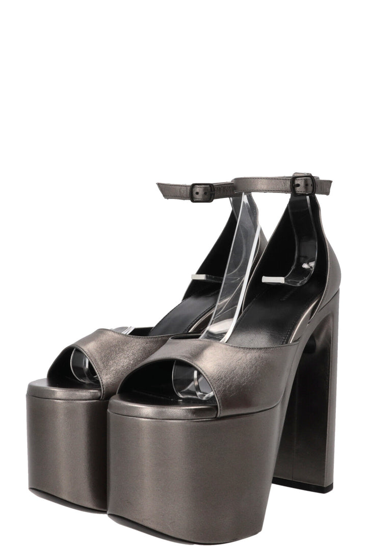 BALENCIAGA Camden Sandals Leather Silver