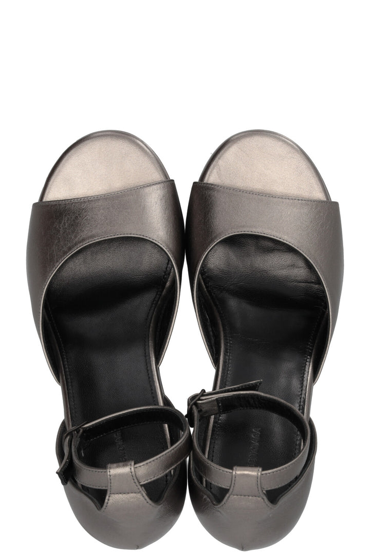 BALENCIAGA Camden Sandals Leather Silver