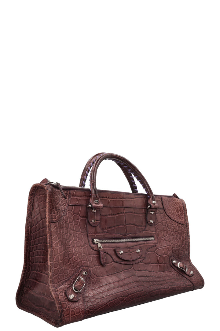 Sac City XL BALENCIAGA en alligator prune